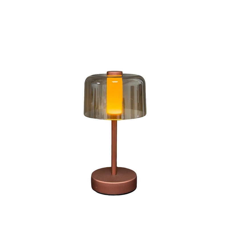 Lampka biurkowa retro - akumulatorowa lampka nocna do użytku wewnątrz - 3 ustawienia temperatury barwowej - lampka nocna do czytania - brązowa