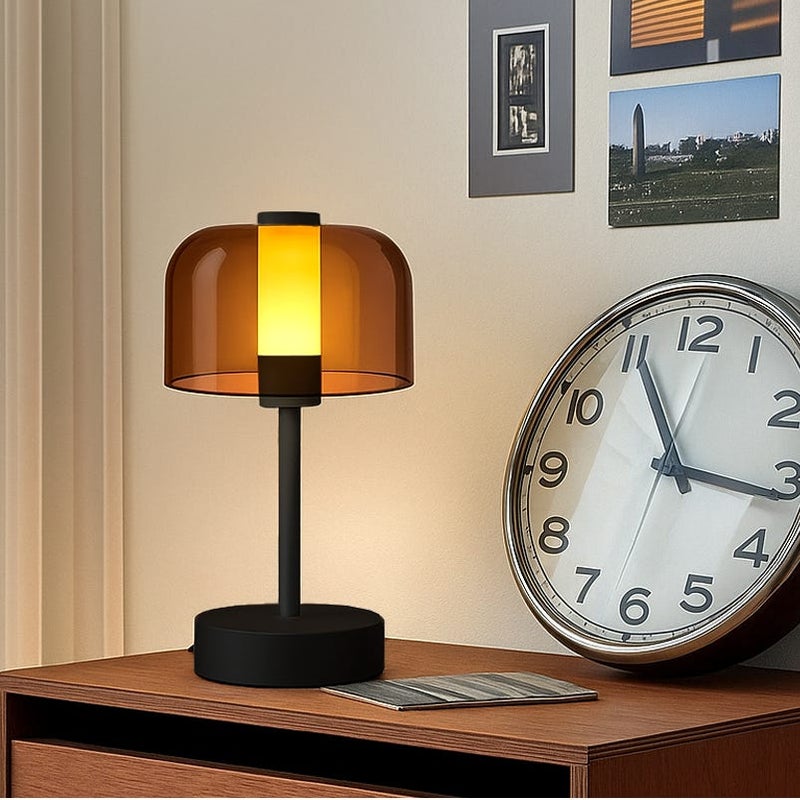 Lampka biurkowa retro - akumulatorowa lampka nocna do użytku wewnątrz - 3 ustawienia temperatury barwowej - lampka nocna do czytania - czarna