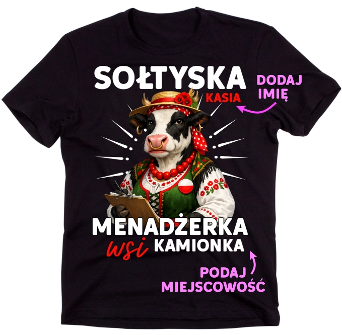 Koszulka dla SOŁTYSKI z imieniem na prezent (MENADŻERKA WSI)