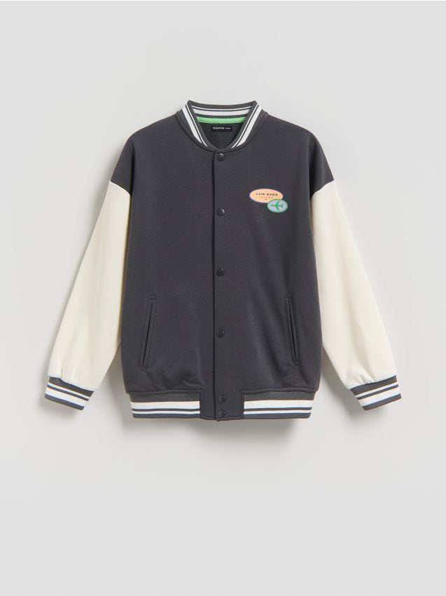 Reserved - Bawełniana bluza bomber - ciemnoszary