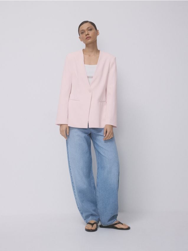 Reserved - Jednorzędowa marynarka - pastelowy róż