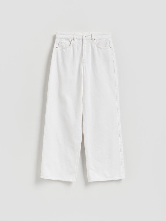 Reserved - Jeansy wide leg - biały