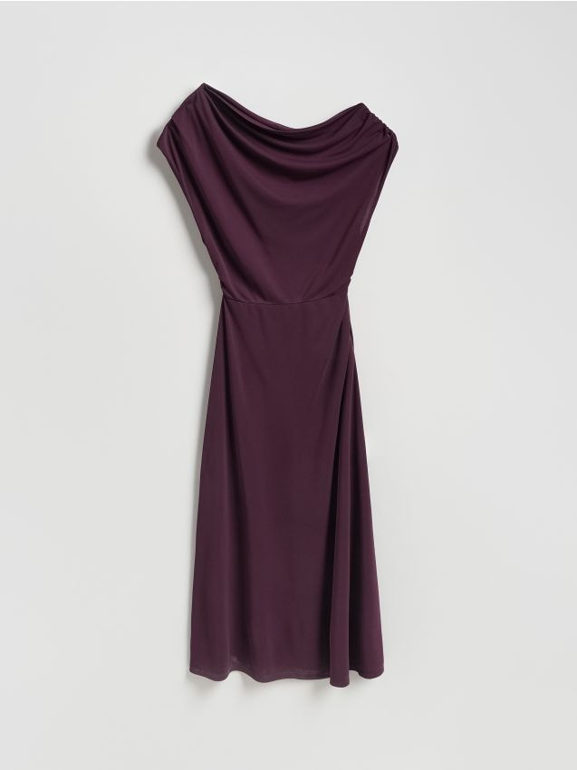 Reserved - Sukienka midi - ciemnofioletowy