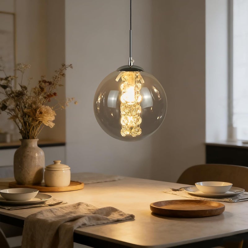 NETTLIFE Nowoczesna Lampa Wisząca Szkło Dymione G9, Żyrandol Regulowana Wysokość 120cm do Jadalni, Kuchni i Baru