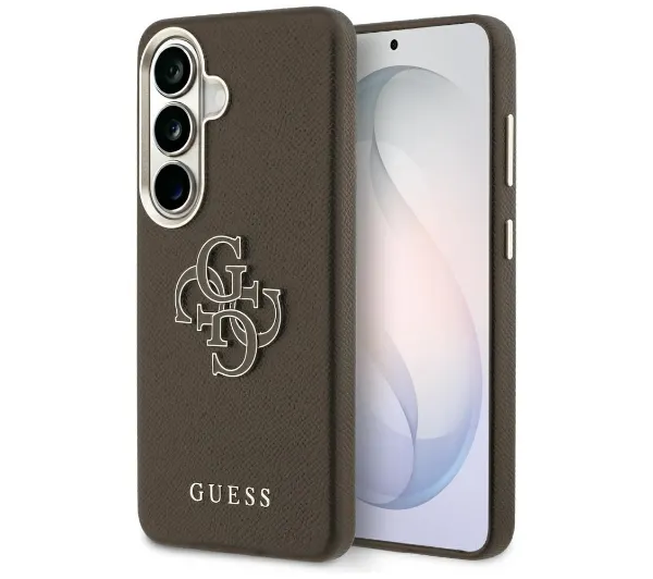 Guess Grained Big 4G Metal Logo do Galaxy S26 Brązowy