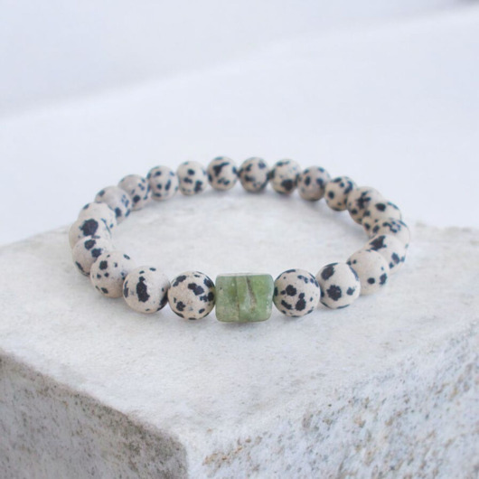 Jaspis i zielony kianit Bransoletka