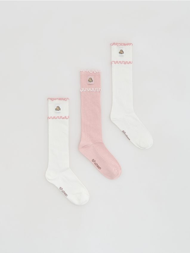 Reserved - Podkolanówki Pusheen 3 pack - złamana biel