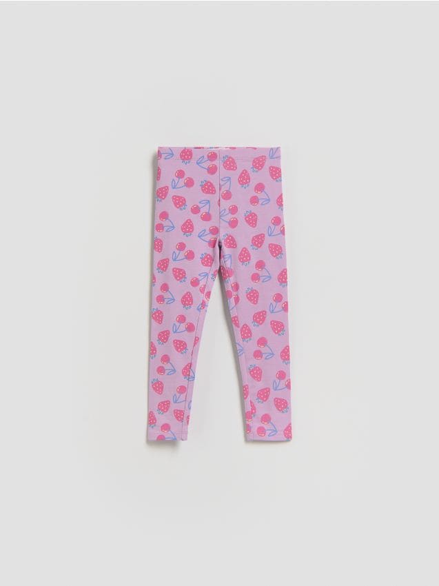 Reserved - Bawełniane legginsy we wzory - lawendowy