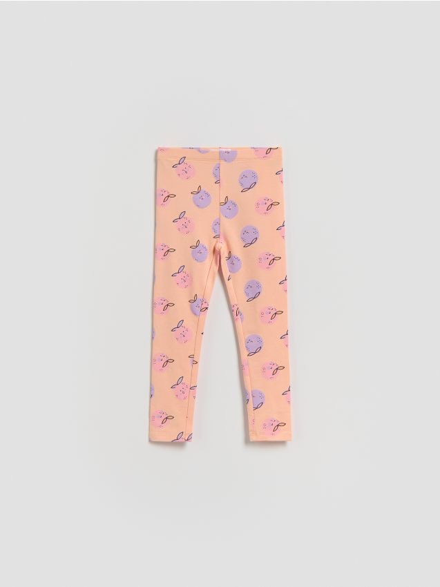 Reserved - Bawełniane legginsy we wzory - jasnopomarańczowy