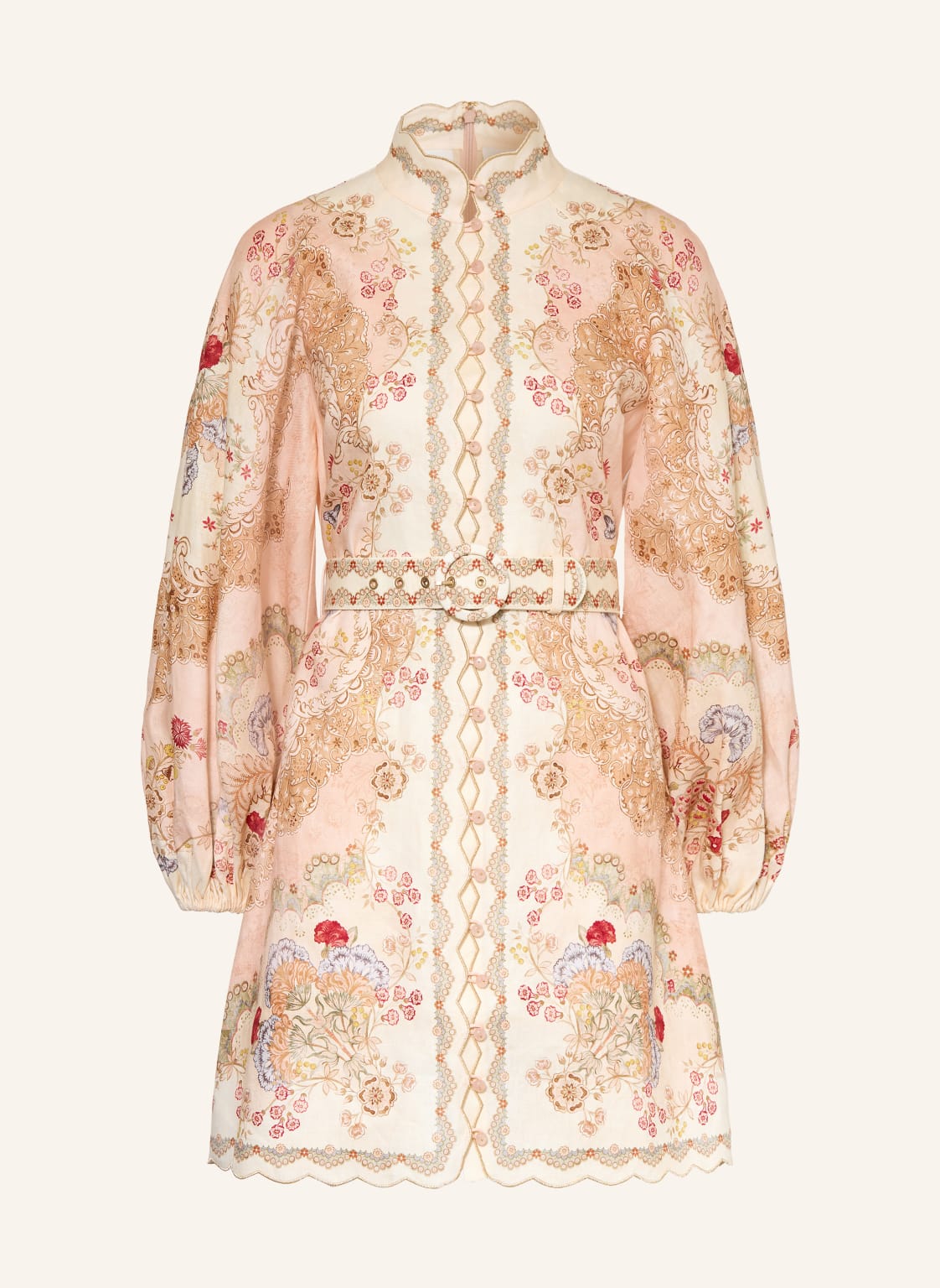 Zimmermann Sukienka Lniana Daylight Z Błyszczącą Nicią beige