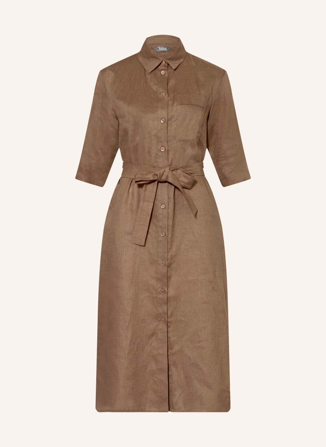 Mm By Max Mara Sukienka Koszulowa Tabella Z Lnu braun