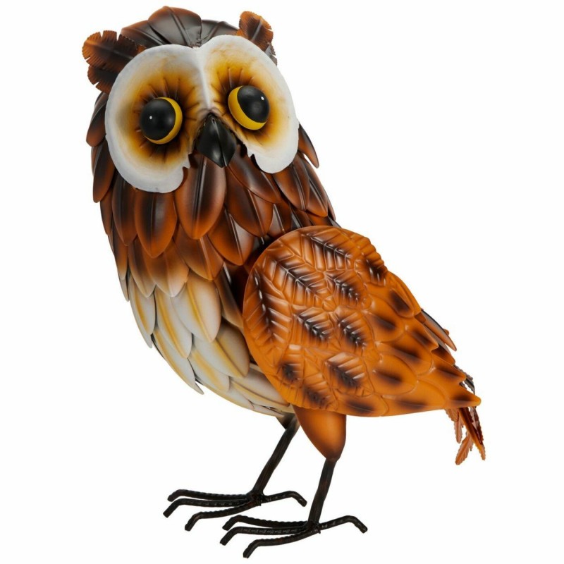 Figurka ogrodowa sowa z metalu 37 cm brązowa