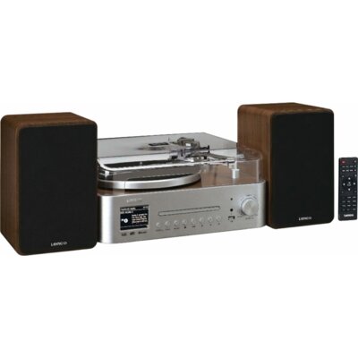 LENCO Wieża z gramofonem MC-860WDSI Srebrno-brązowy