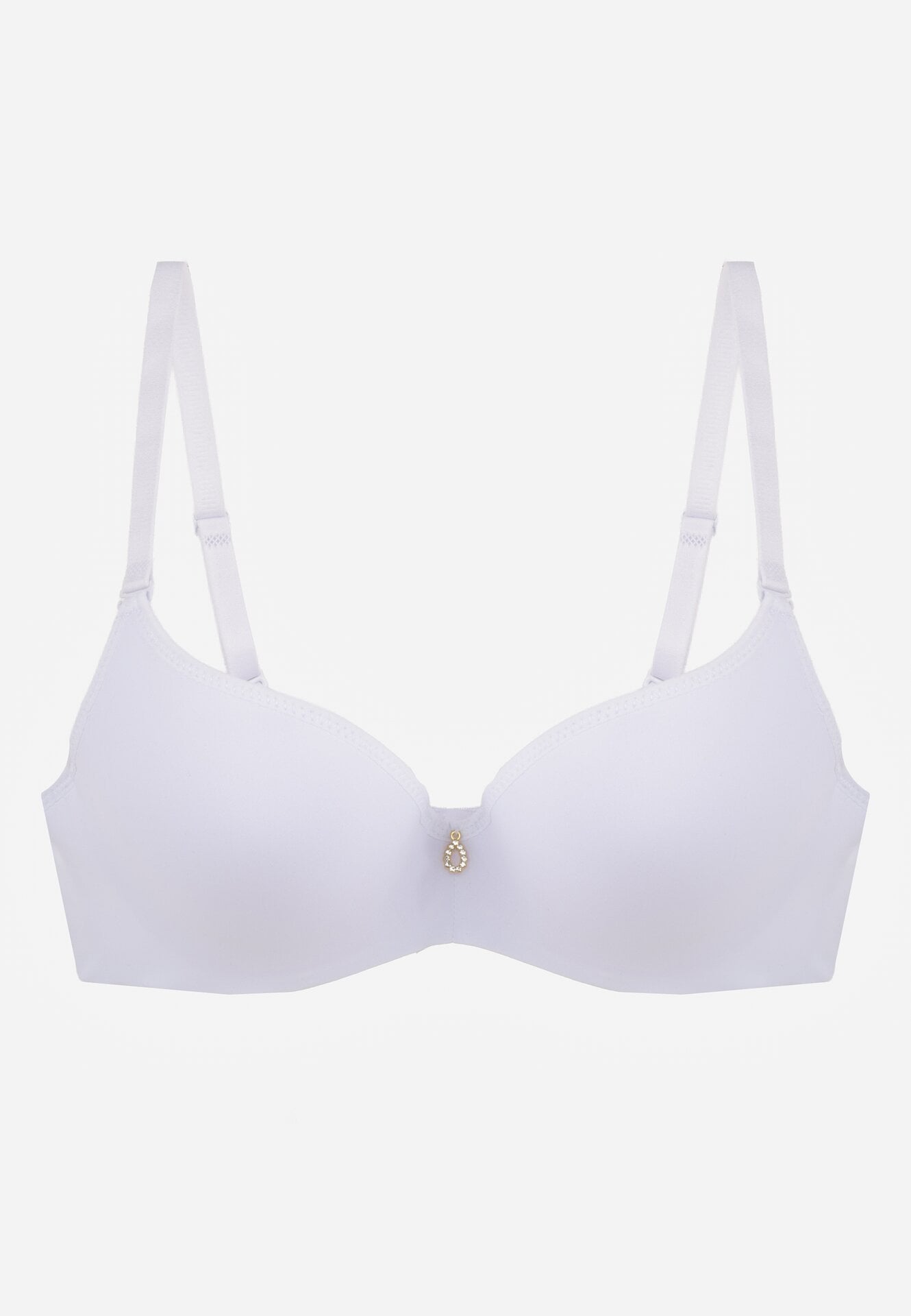 Biały Gładki Biustonosz Push Up z Aplikacją z Cyrkoniami Murita