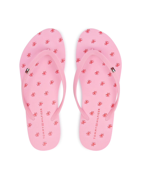Tommy Hilfiger Japonki Repeat Logo Platform FW0FW09199 Różowy