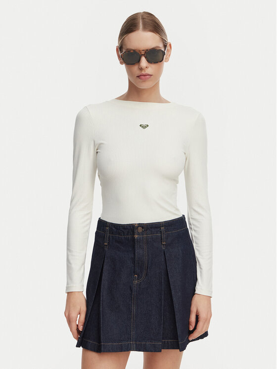 Roxy Longsleeve ERJKT04364 Biały Slim Fit