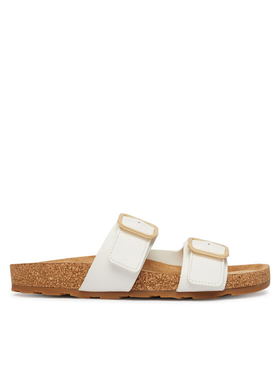Tommy Hilfiger Klapki Double Strap Cork Sandals FW0FW09118 Biały