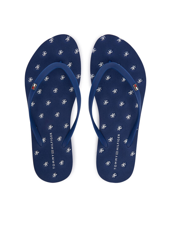 Tommy Hilfiger Japonki Repeat Logo Platform FW0FW09199 Granatowy