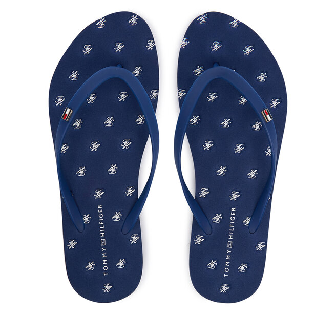 Japonki Tommy Hilfiger Repeat Logo Platform FW0FW09199 Granatowy