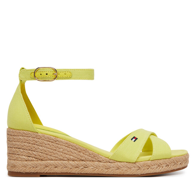 Espadryle Tommy Hilfiger Hemp Crossover Strap Wedge Espadrilles FW0FW09332 Zielony
