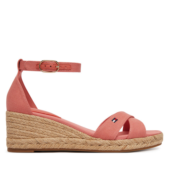 Espadryle Tommy Hilfiger Hemp Crossover Strap Wedge Espadrilles FW0FW09332 Różowy