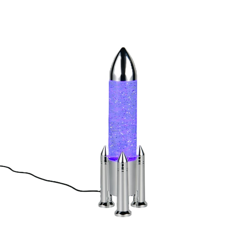 Lampa stołowa dekoracyjna Apollo RGB srebrna rakieta LED Trio Lighting Inter