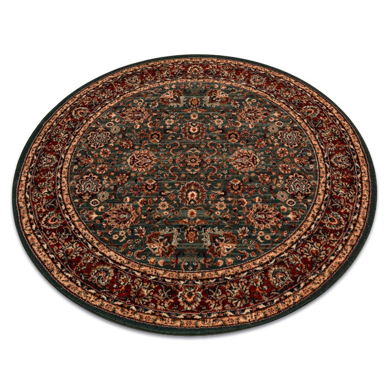 Dywan wełniany KASHQAI 4362 400 koło ornament zielony / bordo koło 200 cm