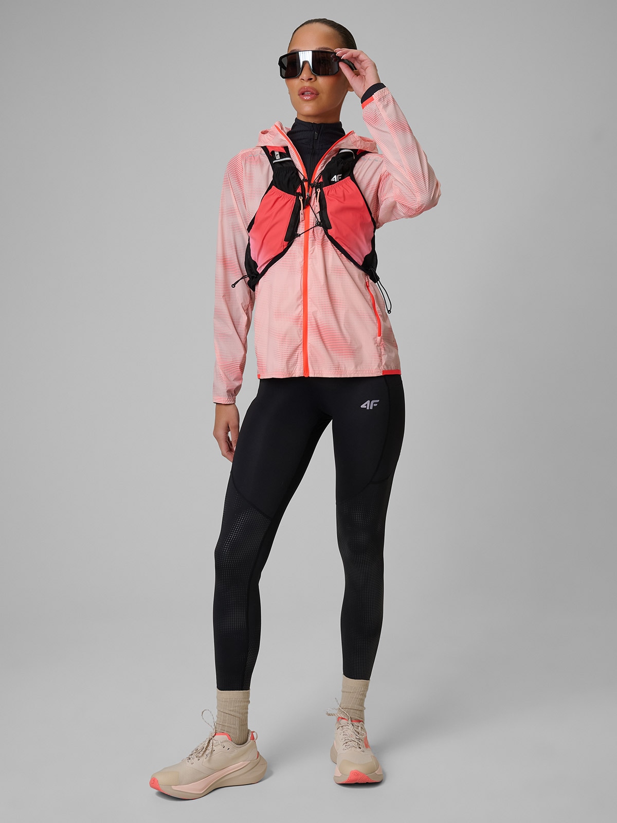 4F Legginsy do biegania szybkoschnące damskie - czarne XL