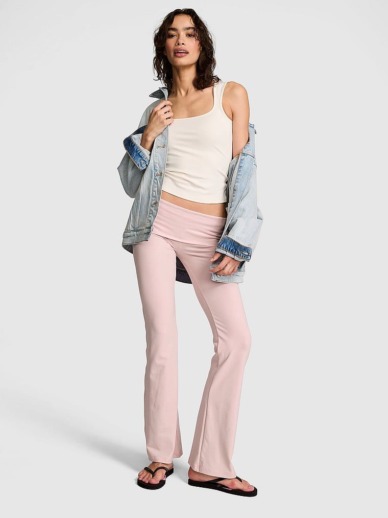 Legginsy kick-flare z modalu z wywijanym pasem