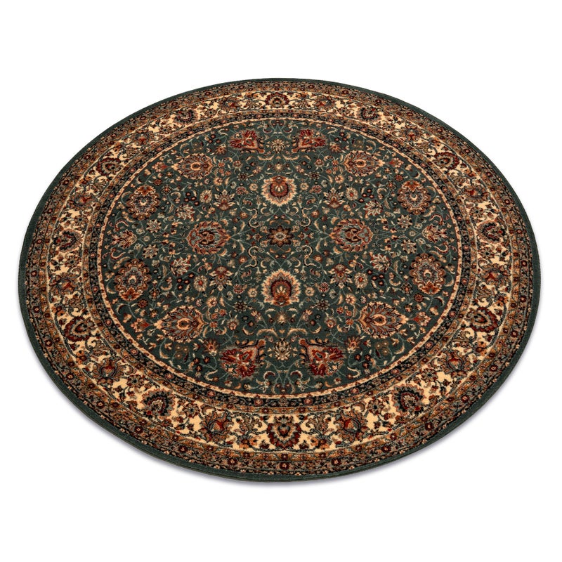 Dywan wełniany KASHQAI 4362 410 koło ornament zielony / beż koło 200 cm