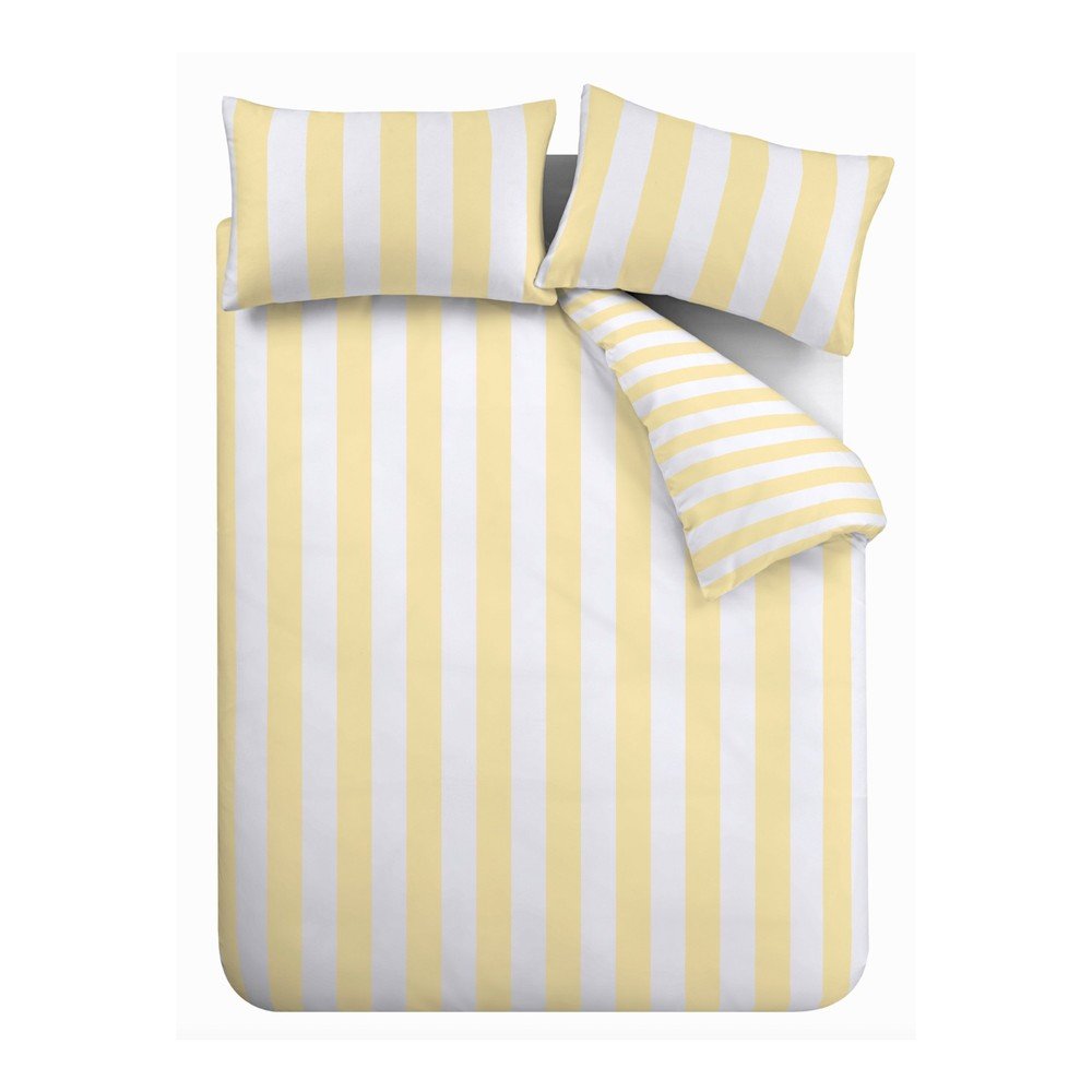 Żółta pościel dwuosobowa 3-częściowa 200x200 cm Cove Stripe – Catherine Lansfield