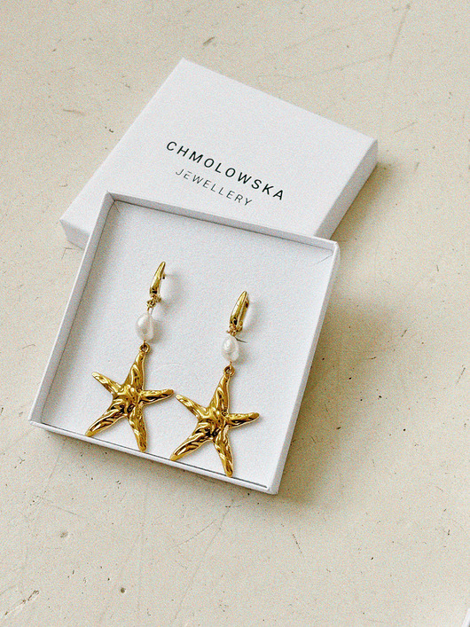Kolczyki pozłacane z perłą ROZGWIAZDA