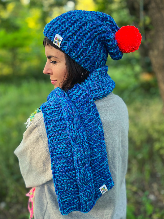 Szal MERINO 66% Niebieskości szalik