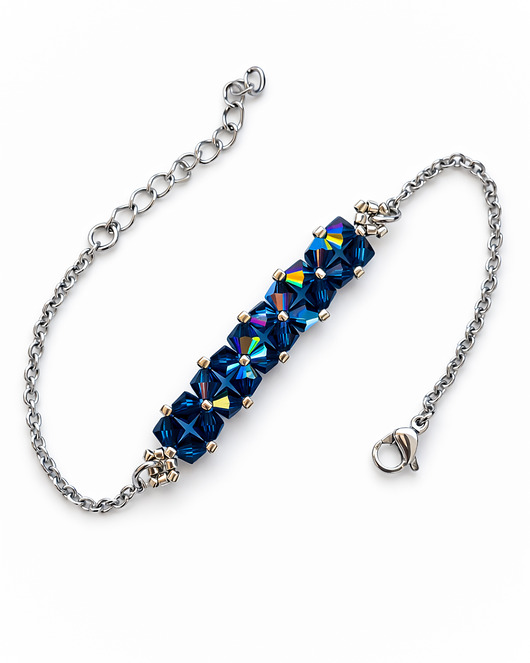 Crystal Square Montana - Delikatna bransoletka z kryształów Preciosa