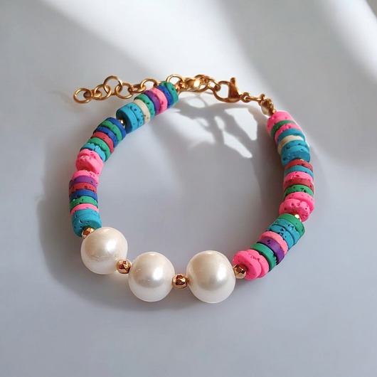 SUMMER COLLECTION : bransoletka : PERŁY i lawa