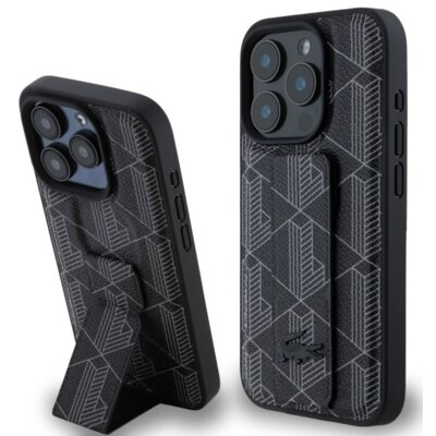 Etui LACOSTE Grip Stand Mono do Apple iPhone 15 Pro Czarny