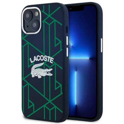 Etui LACOSTE Silicone Monogram Vintage Logo MagSafe do Apple iPhone 13/14/15 Granatowy