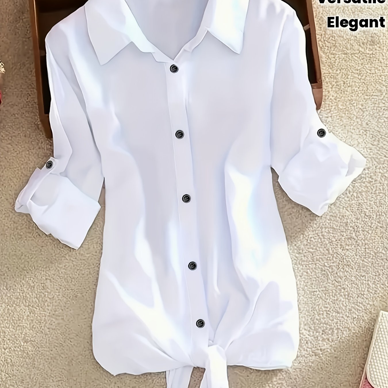 TEMU Damska Prosta Koszula z Długim Rękawem na Guziki