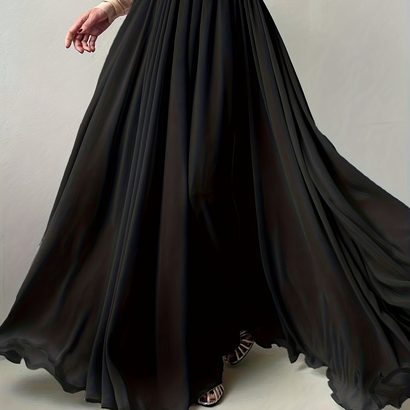 TEMU elegancka i zwiewna spódnica w kształcie litery A z elastyczną talią, modna długa spódnica na co dzień