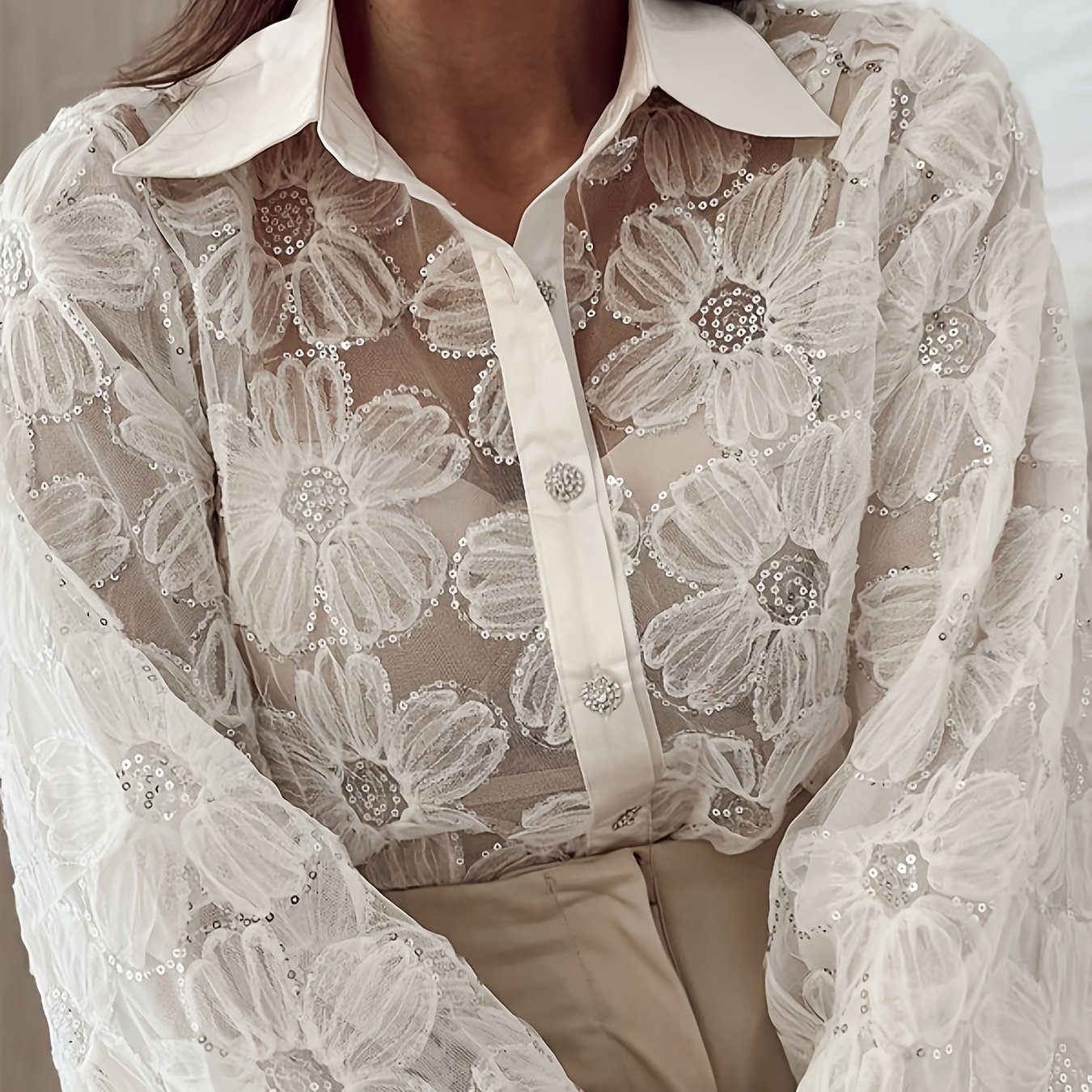 TEMU Elegancka koszula damska z długim rękawem typu 