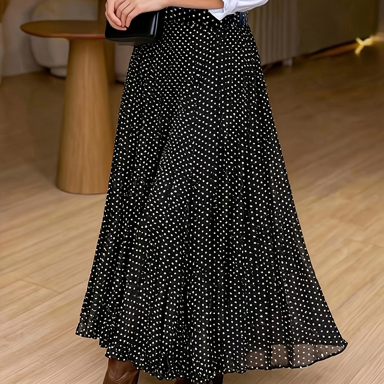 TEMU Stylowa Elegancka Spódnica Damska w Kropki, Łatwa w Użyciu, Idealna na Wiosnę i