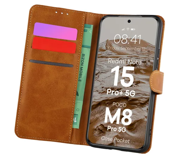 Bizon Case Pocket do Xiaomi Redmi Note 15 Pro Plus 5G / POCO M8 Pro 5G Brązowy