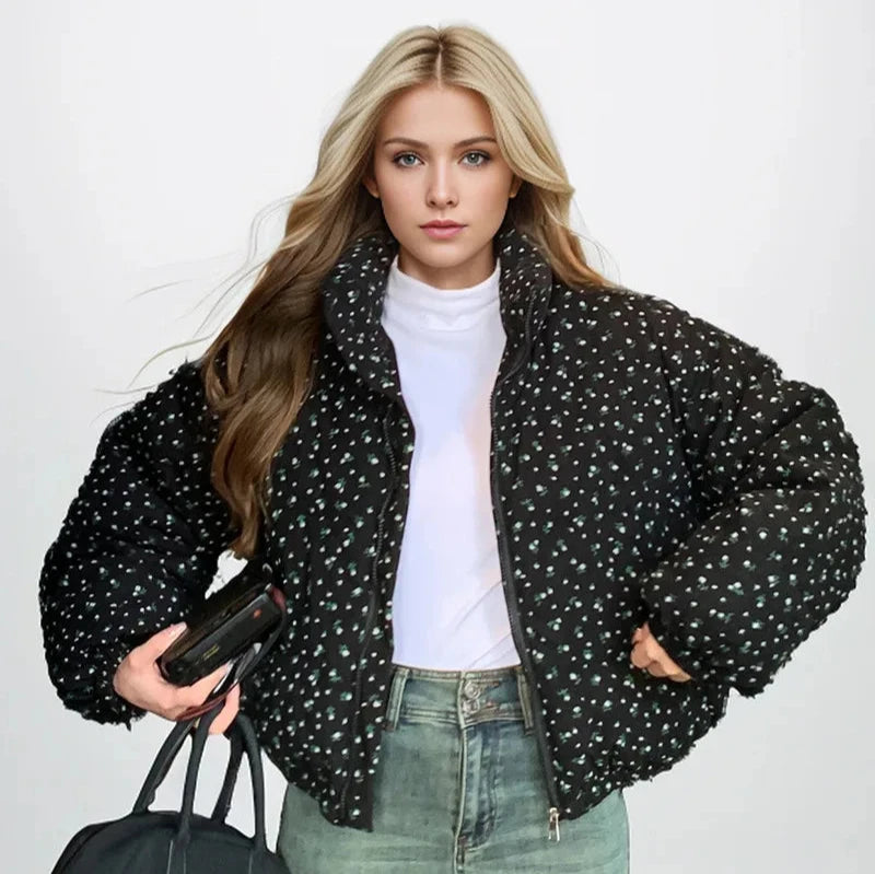 Puchowa zimowa kurtka damska - Czarny S