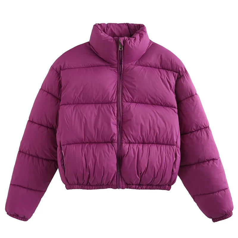 Puchowa zimowa kurtka damska - Fioletowy XS