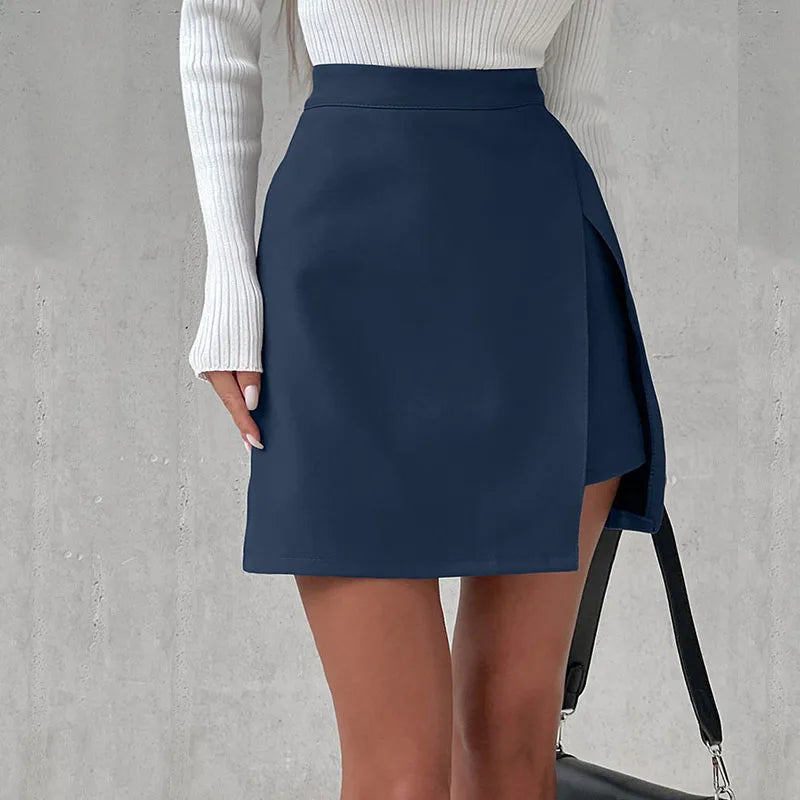 Elegancka spódnica z zakładką - Granatowy S