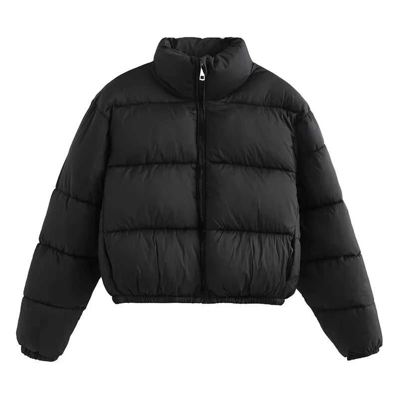 Puchowa zimowa kurtka damska - Czarny XS