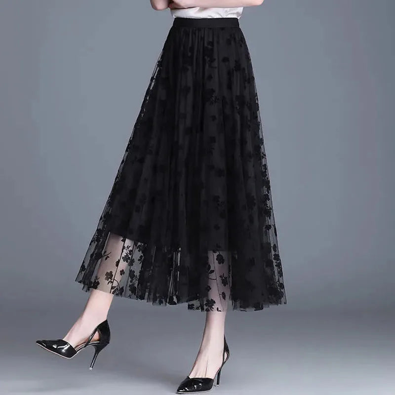 Elegancka spódnica midi - Czarny S