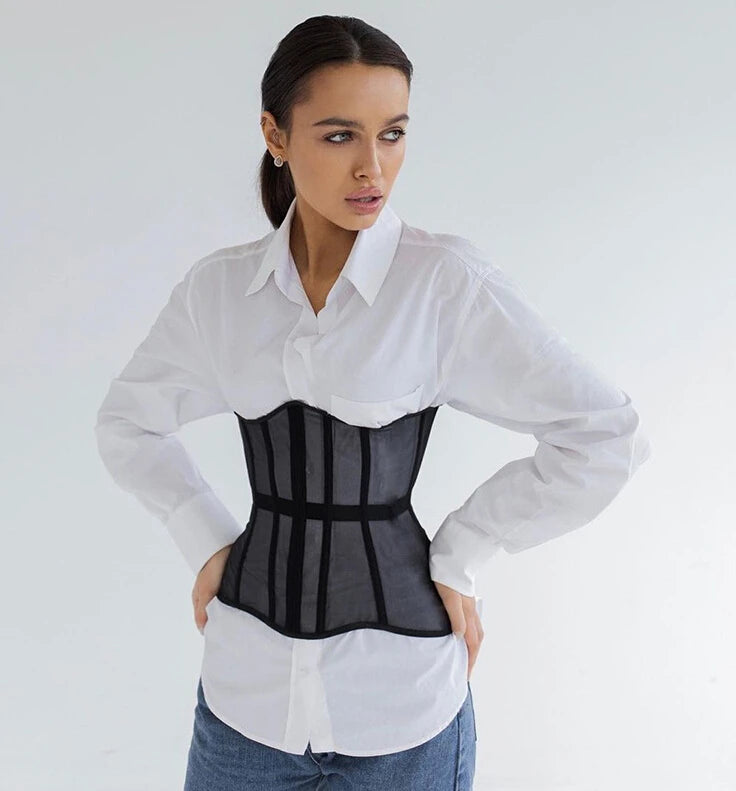 Gorset z siateczki - Czarny S