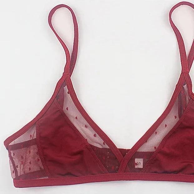 Biustonosz z wykończeniem w kropki - Czerwony S