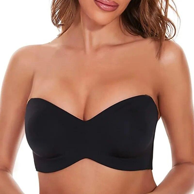 Gładki biustonosz push-up - Czarny B / 34 B / 34